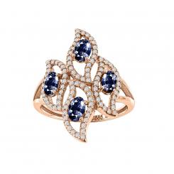 Ladies ring with sapphire and zirconia | Kaufbei Jewelry