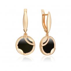 Ohrhänger aus Rotgold 585 mit grünem Onix, Höhe ca. 31 mm