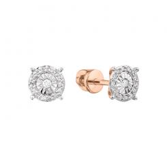 Magnificent stud earrings in 585 rose gold, with brilliant-cut diamonds WSI, Ø approx. 6 mm