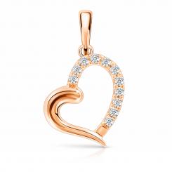 Подвеска из русского красного золота 585 пробы с фианитами, высота изделия ≈ 22 мм