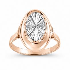 Ausdrucksstarker Retro-Damenring aus Rotgold 585 mit diamantiertem Mittelteil