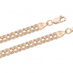 Attractive chain and bracelet, russian red gold 585, width approx. 6 mm