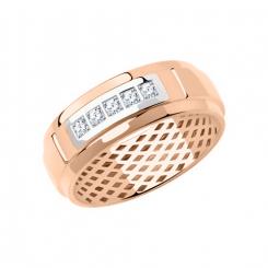 Elegant women's ring made of 585 red gold with cubic zirconia in a modern geometric design