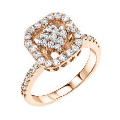 Funkelnder Damenring aus Rotgold 585 mit Zirkonia und Quadratkopf