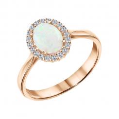 Ladies' ring in rose gold 585 with opal HTS and zirconia in an elegant oval design
