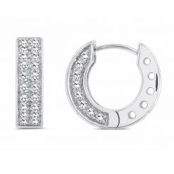 Charming hoop earrings in 925 silver with zirconia in an elegant pavé look, 19 mm