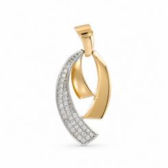 Anhänger aus Rotgold 585 mit Zirkonia in geschwungener offener Form, Höhe ca. 28 mm