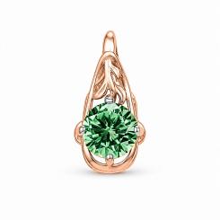 Anhänger aus Rotgold 585 mit grünem Sitall in elegantem klassischem Design