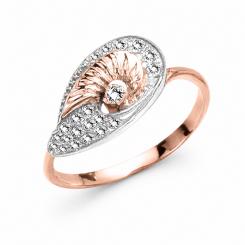 Damenring aus Rotgold 585 mit Zirkonia im Muschel-Design