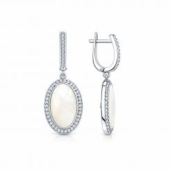 Серьги Sokolov из серебра 925 пробы с фианитами и перламутром