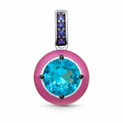 Sokolov Подвеска из серебра 925 пробы с фиолетовой эмалью синим ситаллом и фианитами