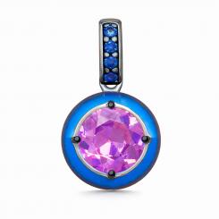 Sokolov Подвеска из серебра 925 пробы с эмалью сиреневым ситаллом и фианитами
