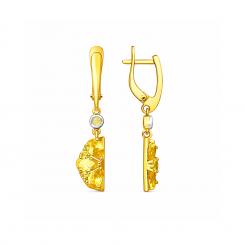 Sokolov earrings gold plated 925 silver with yellow zirconia