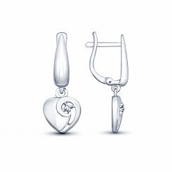 Sokolov Серьги "Сердце" из серебра 925 пробы с бриллиантом