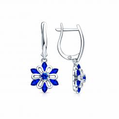 Sokolov earrings 925 silver with blue zirconia
