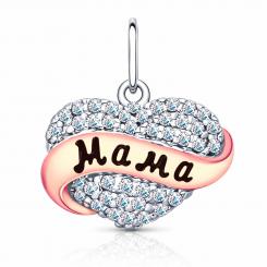 Sokolov heart pendant "Mama" in gold-plated 925 silver with zirconia