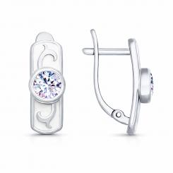 Sokolov earrings in 925 silver with rock crystal and enamel