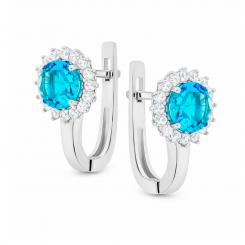 Sokolov Ohrringe aus 925 Silber mit farblosen Zirkonia und blauen Kristallen