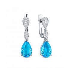 Sokolov Серьги из серебра 925 пробы с фианитами и голубыми кристаллами