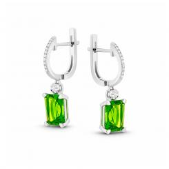Sokolov earrings in 925 silver with green crystals and colorless zirconia