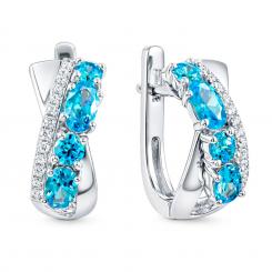 Sokolov Серьги из серебра 925 пробы с фианитами, голубой шпинелью и кристаллами