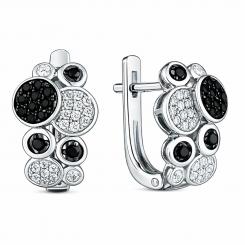 Sokolov earrings in 925 silver with zirconia and black spinels