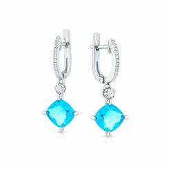 Sokolov 925 silver earrings with cubic zirconia and light blue glass crystals