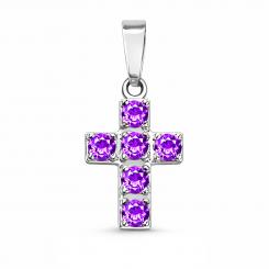 Sokolov cross pendant in 925 silver with purple amethyst