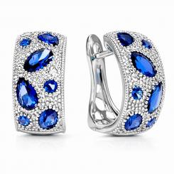 Sokolov Ohrringe 925 Silber mit farblosen und blauen Zirkonia