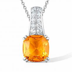 Подвеска из серебра 925 пробы с жёлтым цитрином и бесцветным фианитом