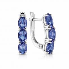 Sokolov Ohrringe aus 925 Silber mit blauen ovalen Iolithen