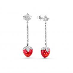 Sokolov Ohrhänger Erdbeere aus 925 Silber mit roter Emaille und farblosen Zirkonia