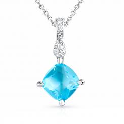Sokolov pendant in 925 silver with blue nano topaz and colorless cubic zirconia