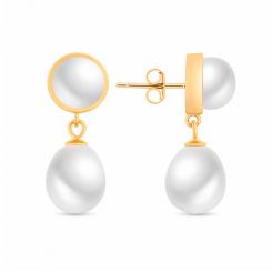 Stud earrings in 925 silver with pearls, rosé gold-plated