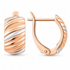 Серьги из розового золота 585 пробы, двухцветные, английская застежка