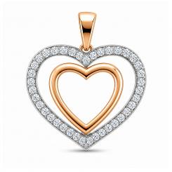 Heart pendant in 585 rose gold with zirconia