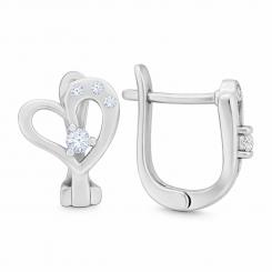 Herz-Ohrringe aus 925 Silber mit Zirkonia, englischer Verschluss