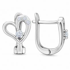 Heart earrings in 925 silver with zirconia, English clasp
