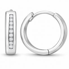 Kleine Creolen aus 925 Silber mit Zirkonia, Schnappverschluss