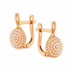 Серьги из розового золота 585 пробы с фианитами