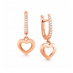 Ohrhänger "Herz" aus 585 Rotgold mit Zirkonia