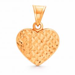 Подвеска в виде сердца с алмазной гранью из красного золота 585 пробы