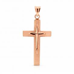 Cross pendant in 585 rose gold with texture