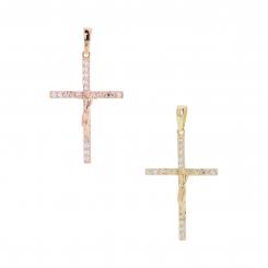 Cross pendant with crucifix in 585 gold, with zirconia