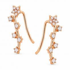 Серьги из красного золота 585 пробы с фианитами