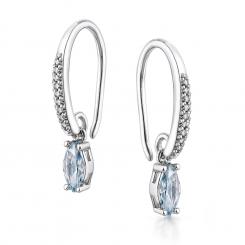 Серьги из серебра 925 пробы с фианитом и кристаллом Swarovski
