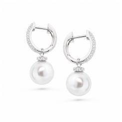 Серьги из серебра 925 пробы с фианитом и жемчугом