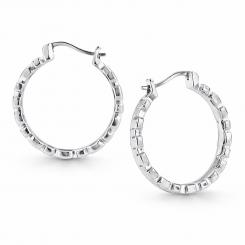 Hoop earrings in 925 silver with zirconia and silver beads