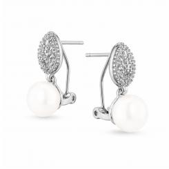 Earrings in 925 silver with pearls and colorless zirconia
