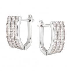 Серьги из серебра 925 пробы с маленькими прямоугольными кубическими циркониями